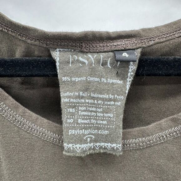 Psylo Festival Dress Womens 4 Lace Up Brown Midi Slits Rave Club Goth Ethical - Picture 5 of 10